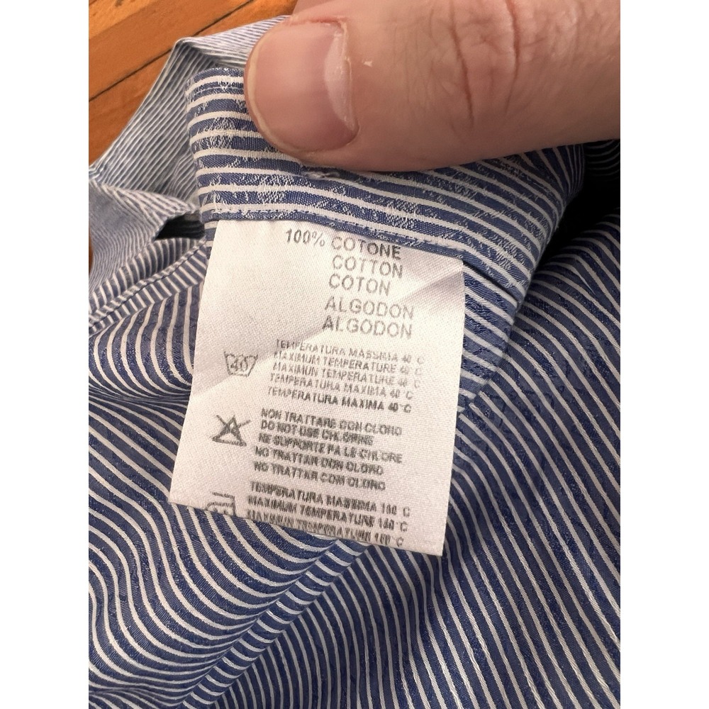 Versace Collection Men Trend Fit Button Up Dress Shirt Striped 15.5/39 - Picture 5 of 7
